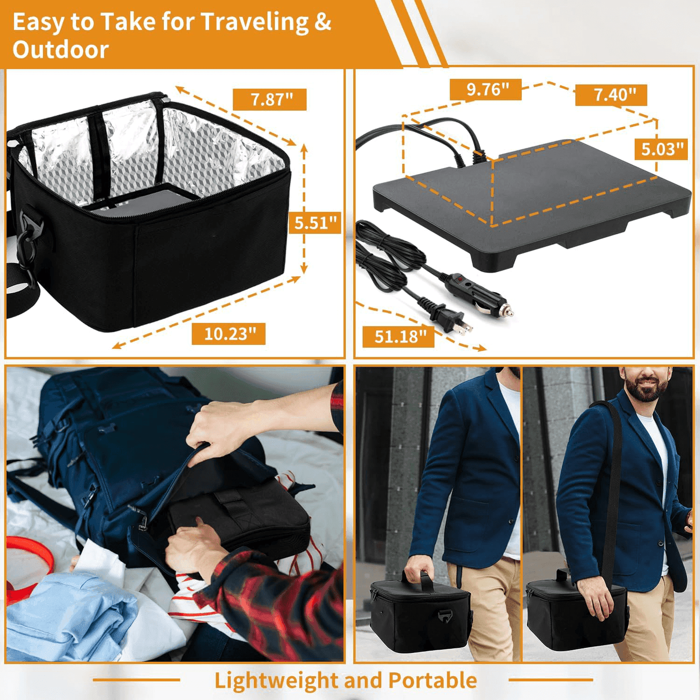 HeatGo Pro – Elektrischer tragbarer Lebensmittelwärmer Lunchbox mit 3-in-1 Anschluss | Brehn