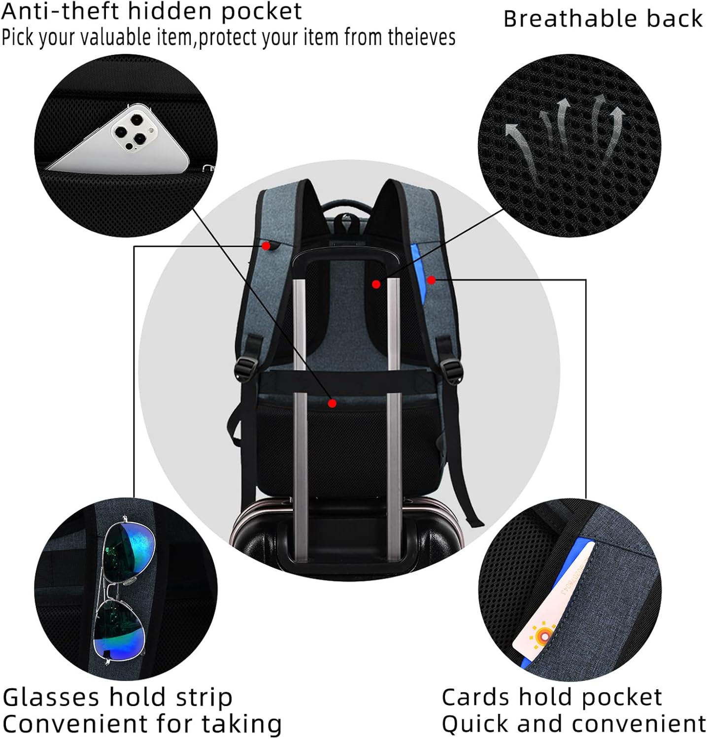 Wasserabweisender Reise-Laptop-Rucksack mit USB-Anschluss & organisierter Aufbewahrung | Brehn