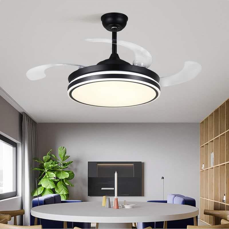 Moderner einziehbarer Deckenventilator mit Licht-Schwarz | Brehn