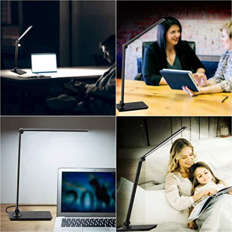 Brehn | LED-Schreibtischlampe, Touch-Control-Schreibtischlampe mit 3 Helligkeitsstufen, dimmbare Büronlampe mit verstellbarem Arm, faltbare Tischlampe für Tisch Schlafzimmer Nachttisch Büro