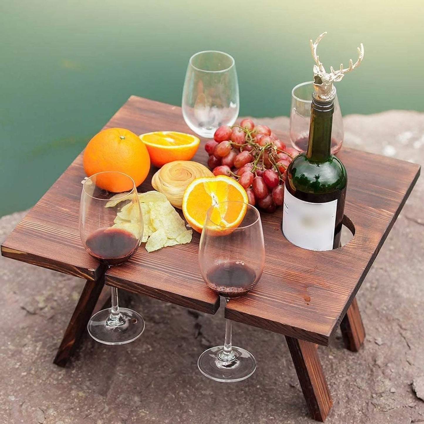 Brehn | Mobiles Holz-Weinregal mit Oberseite