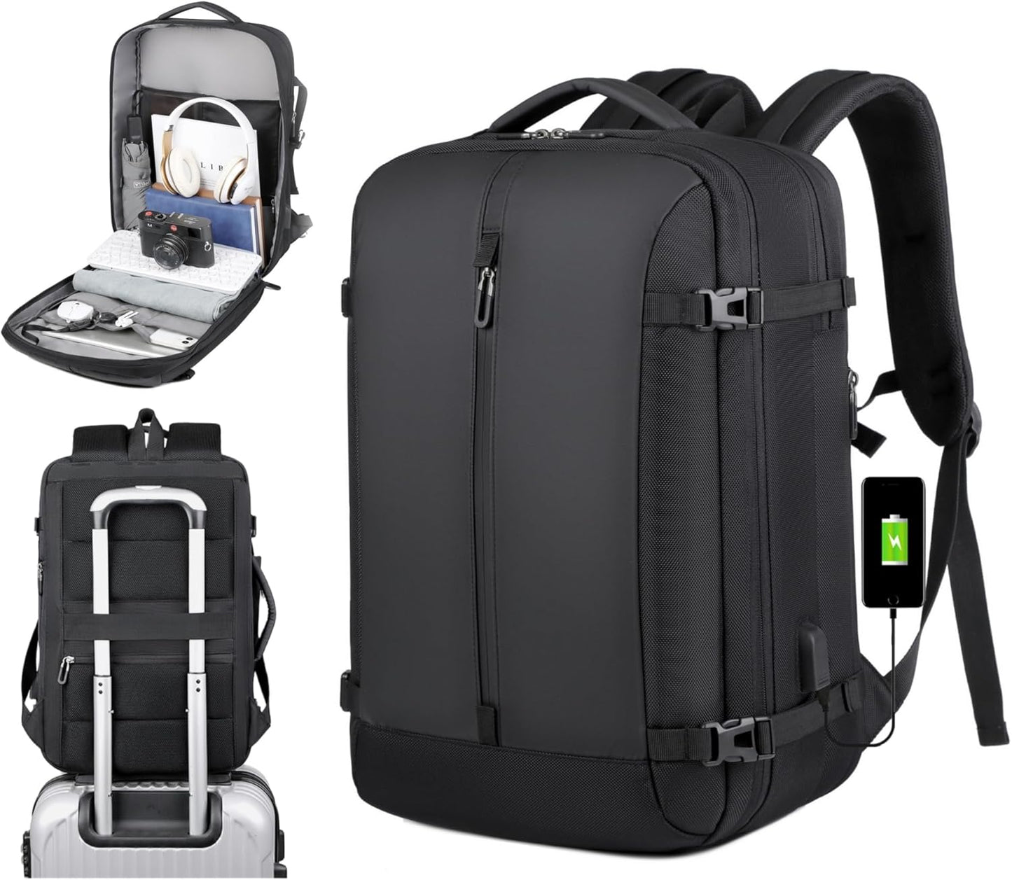 40L erweiterbarer wasserdichter Reiserrucksack mit USB-Anschluss & 17” Laptopfach – AirVoyage | Brehn