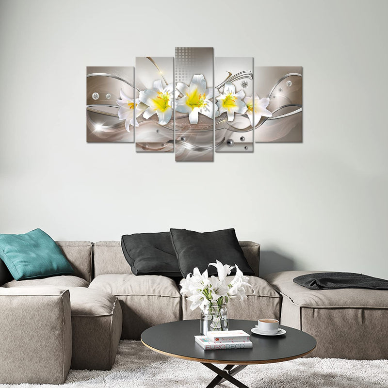 Set mit 5 Lilien-Leinwandbildern