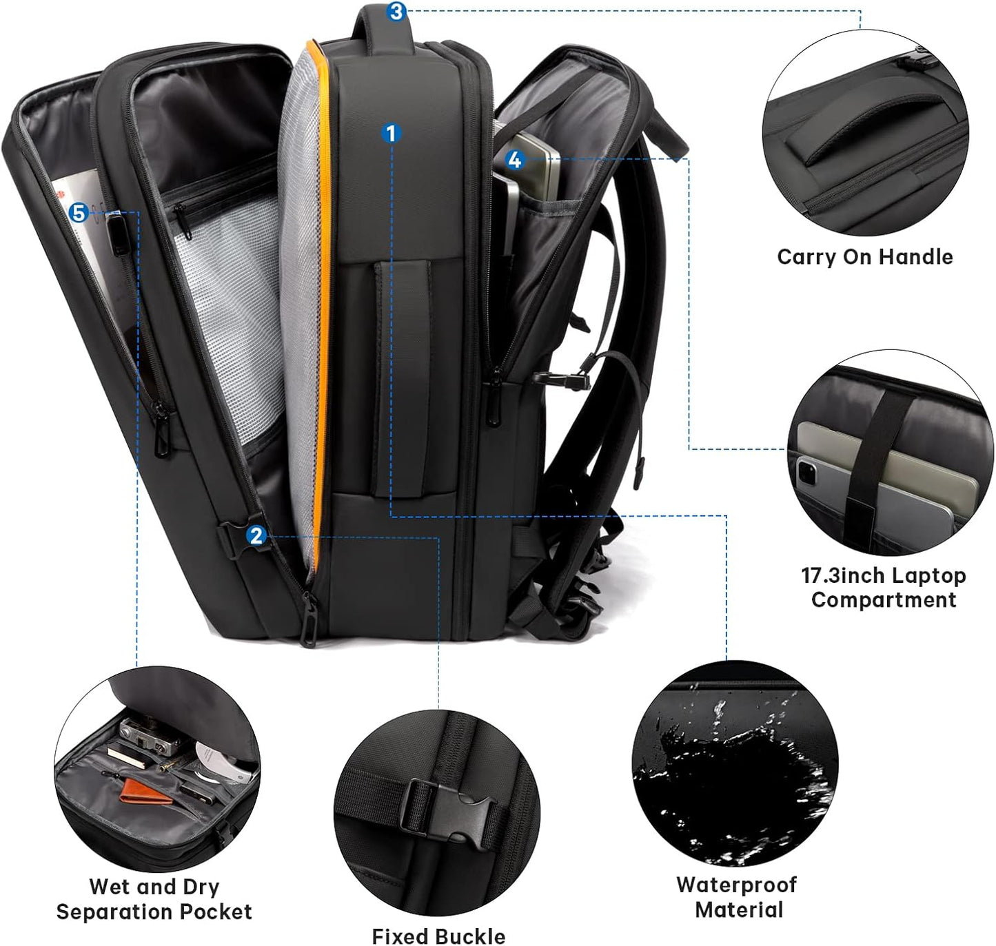 Erweiterbarer 26–45L wasserdichter Reisen-Rucksack mit Laptop-Fach & Duffle-Trage | Brehn