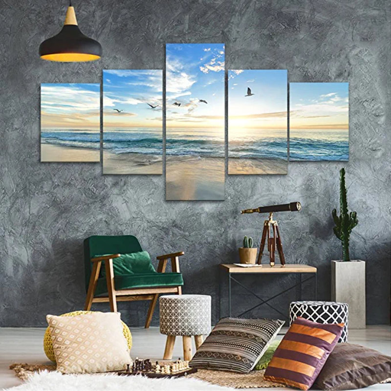 5 Stück Möwen fliegendes Kunstwerk Leinwandmalerei