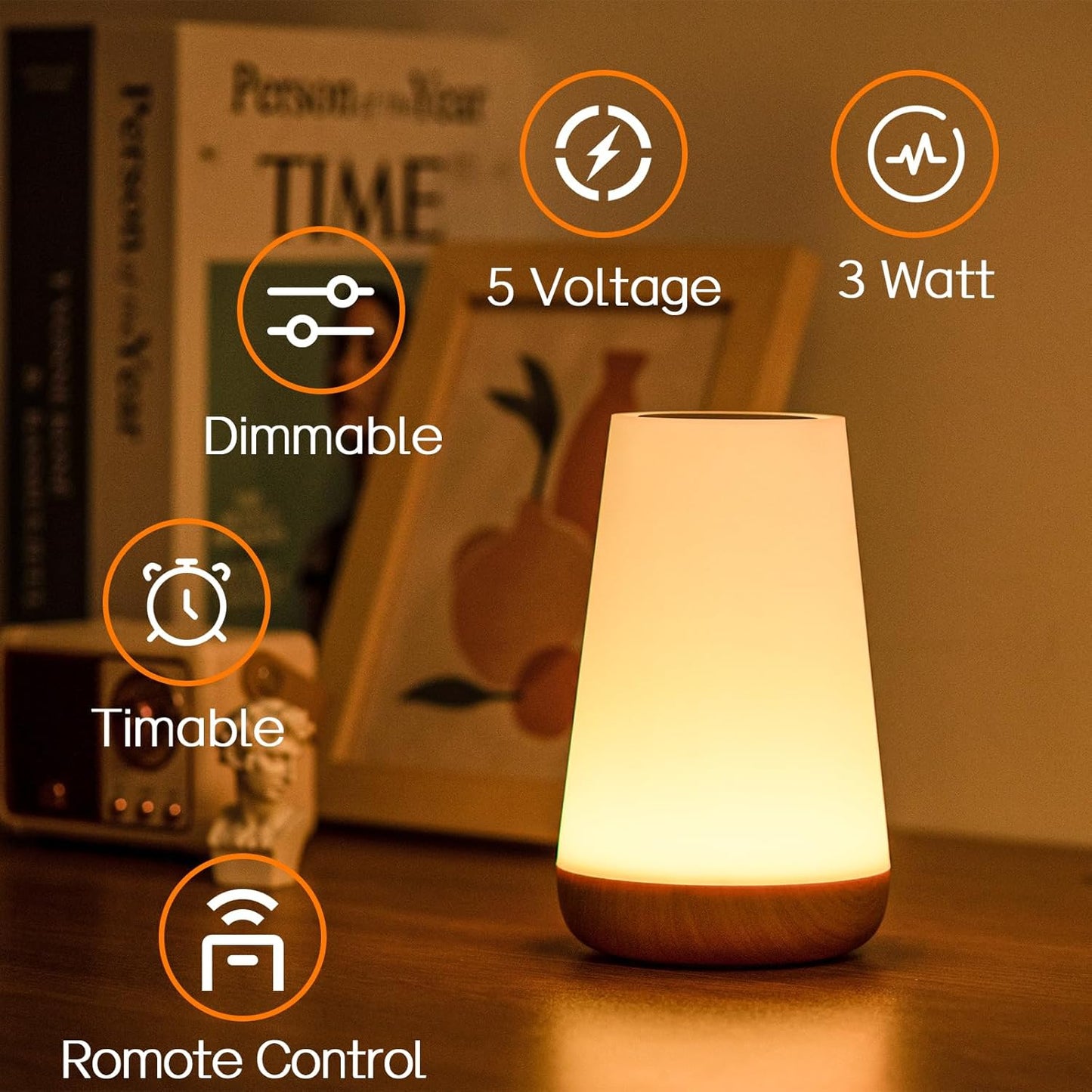 Brehn | Nachttischlampe, LED Touch Tischlampe, 13 RGB Farben wechselnd