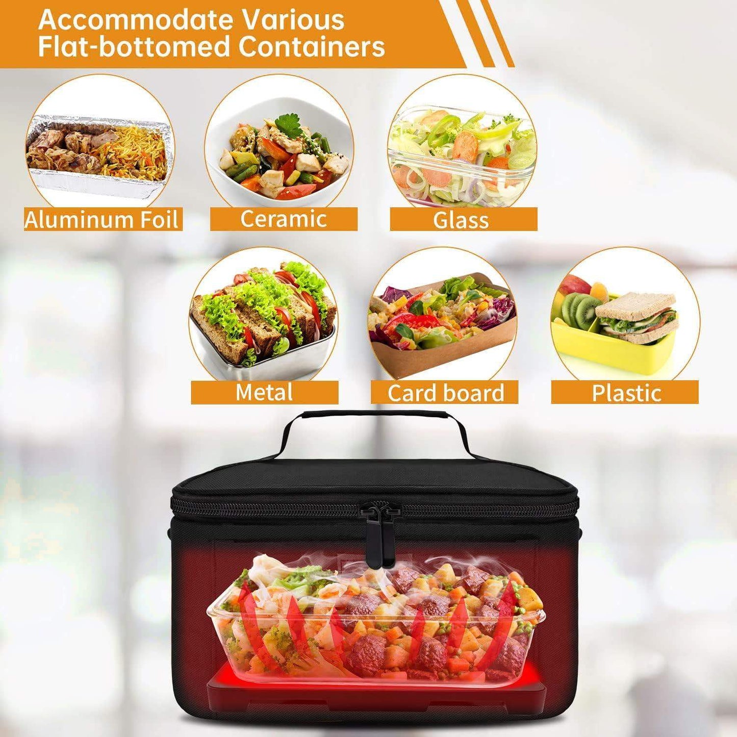 HeatGo Pro – Elektrischer tragbarer Lebensmittelwärmer Lunchbox mit 3-in-1 Anschluss | Brehn