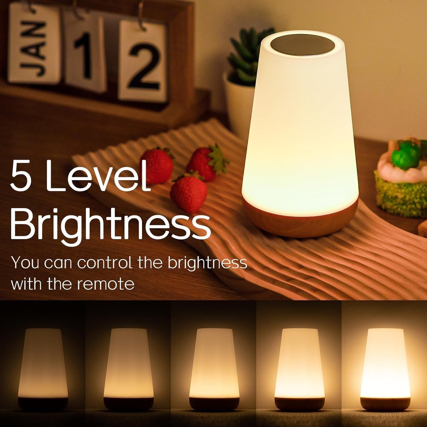 Brehn | Nachttischlampe, LED Touch Tischlampe, 13 RGB Farben wechselnd