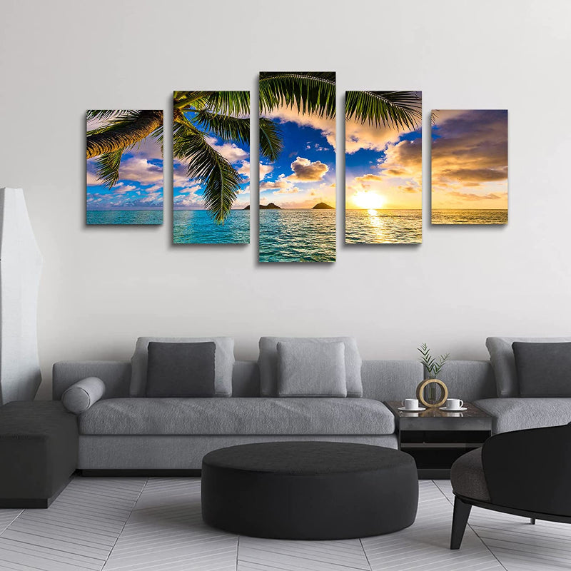 5-teiliges Strand Sonnenuntergang Leinwand Wandkunst Gemälde