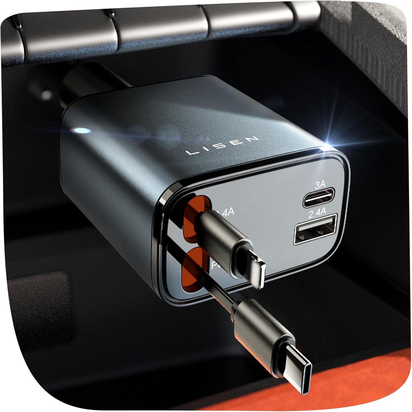 Brehn | Teleskop-Ladegerät fürs Auto 69W USB C