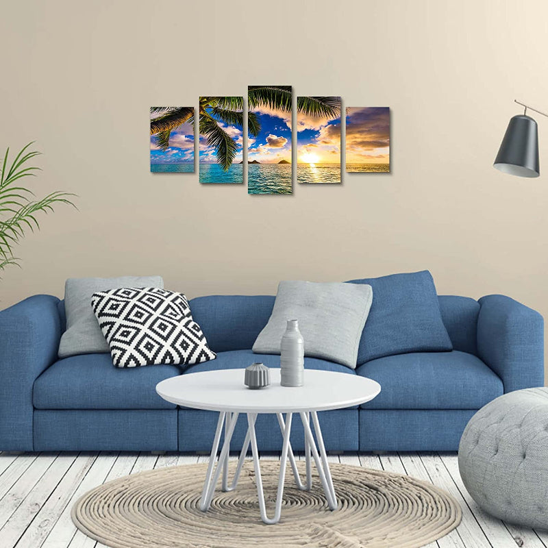 5-teiliges Strand Sonnenuntergang Leinwand Wandkunst Gemälde