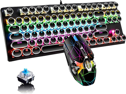 Mechanische Gaming-Tastatur mit 87 Tasten, RGB-Hintergrundbeleuchtung und blauen Schaltern