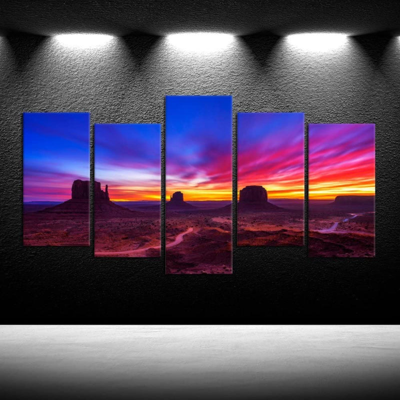 Set aus 5 Wandbildern „Sunrise Monument Valley“