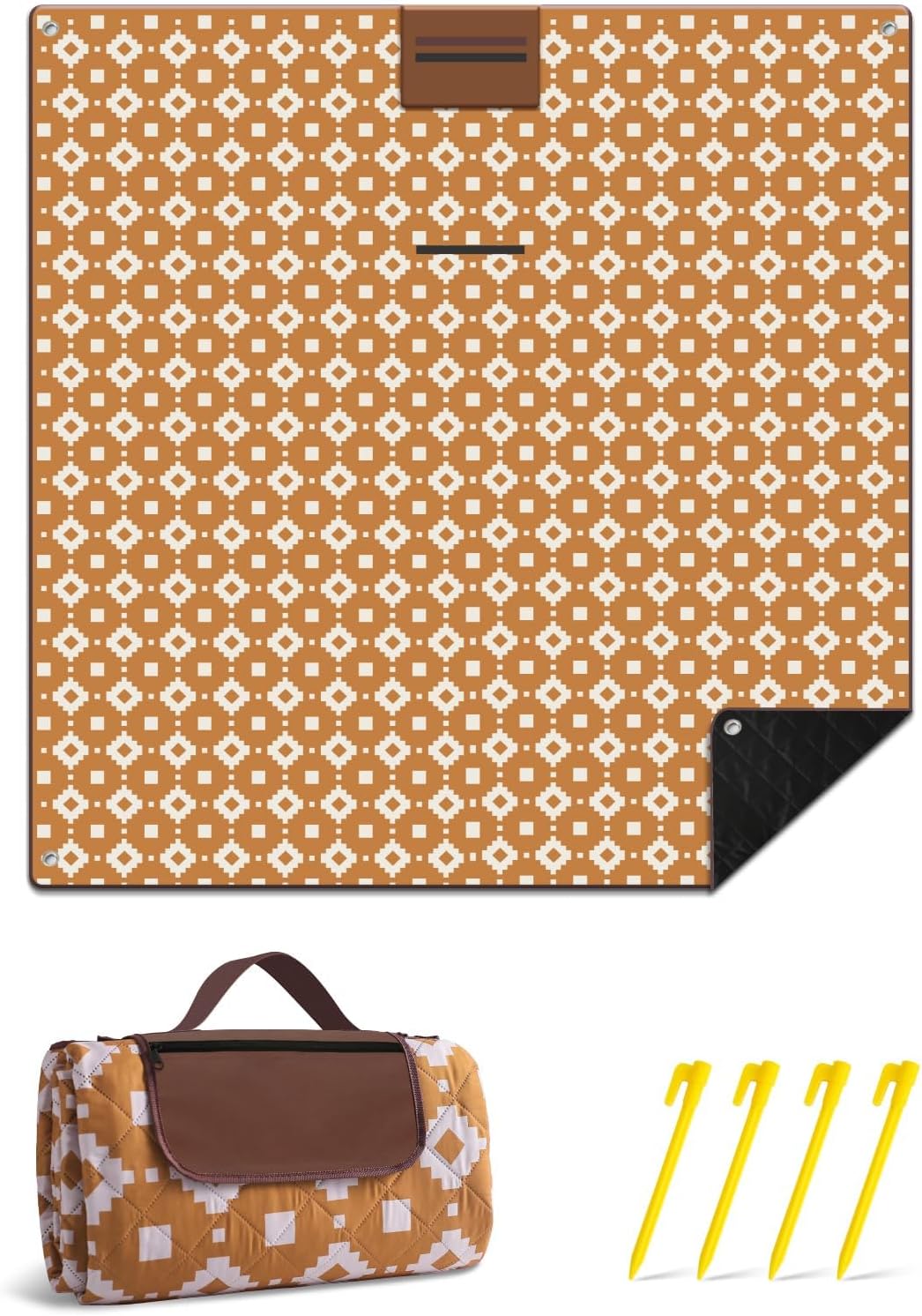 Extra große, wasserdichte Picknickdecke 200 × 200 cm mit 3 Lagen – MeadowRest