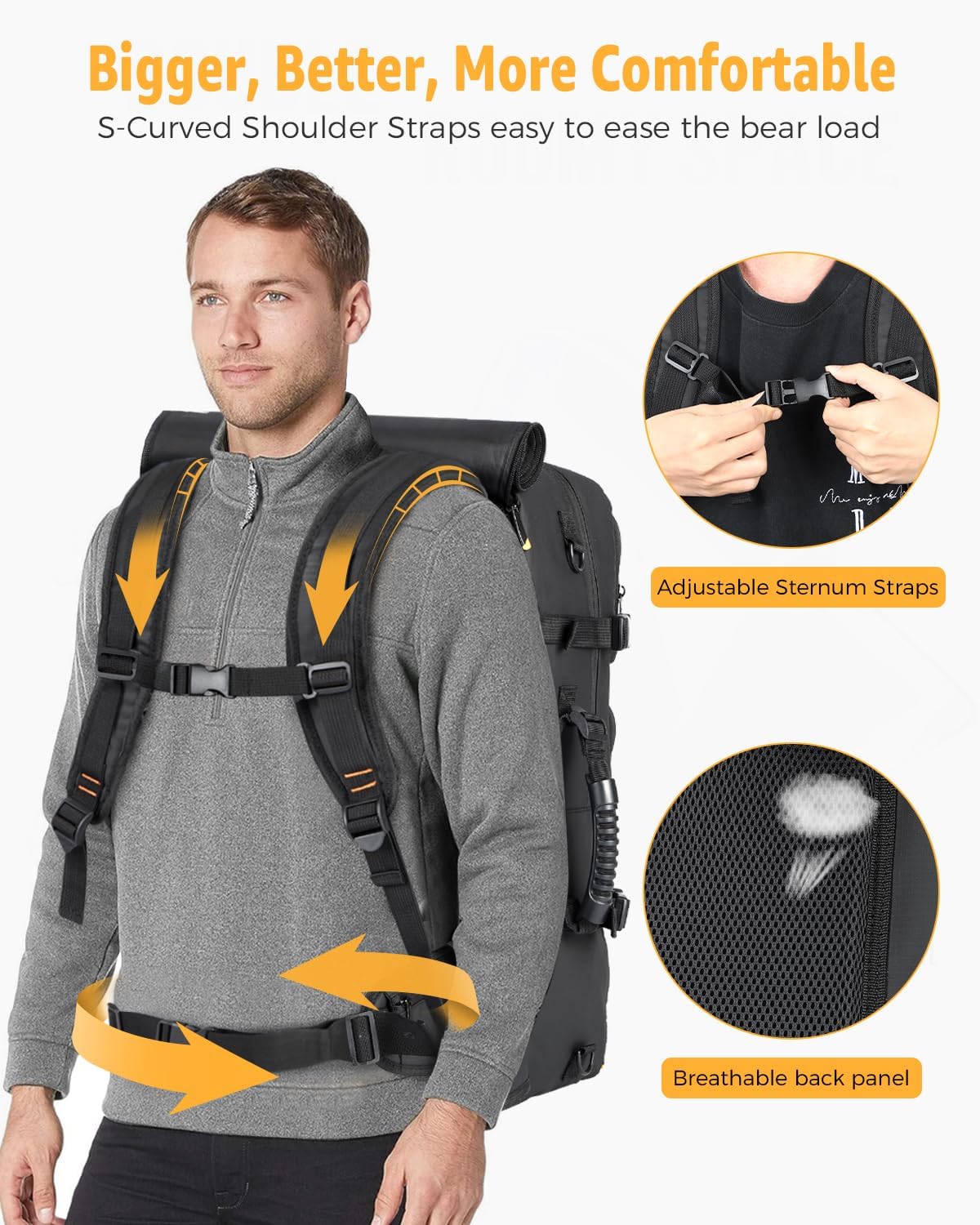 50L Flugbereiter Umwandelbarer Reise-Rucksack mit Schuhfach & USB-Anschluss | Brehn