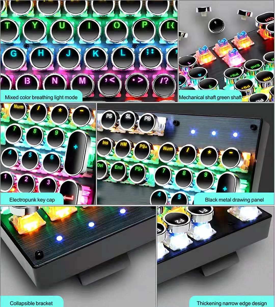 Mechanische Gaming-Tastatur mit 87 Tasten, RGB-Hintergrundbeleuchtung und blauen Schaltern