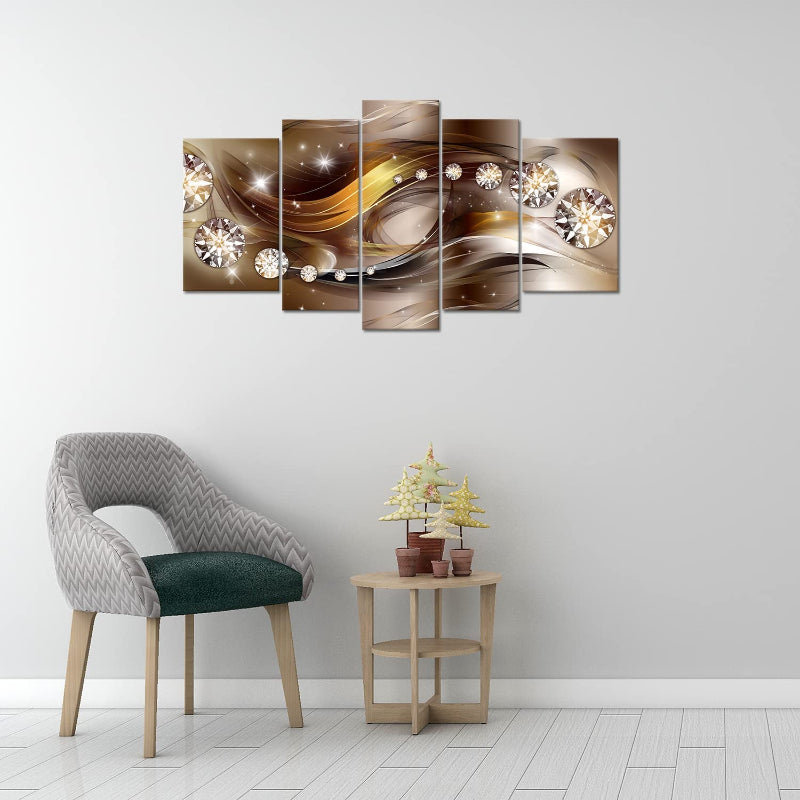 Set mit 5 braunen Diamanten auf Leinwand – Wandbild