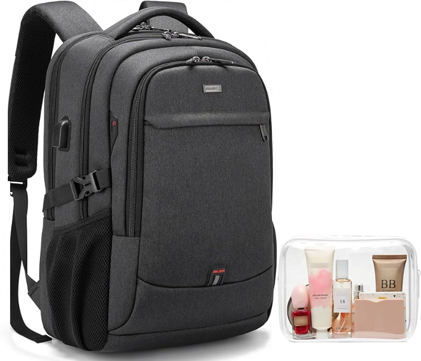 Wasserabweisender Reise-Laptop-Rucksack mit USB-Anschluss & organisierter Aufbewahrung | Brehn