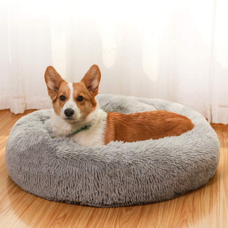 Brehn | Runder Plüsch Beruhigender Donut Hundebett für kleine bis große Hunde