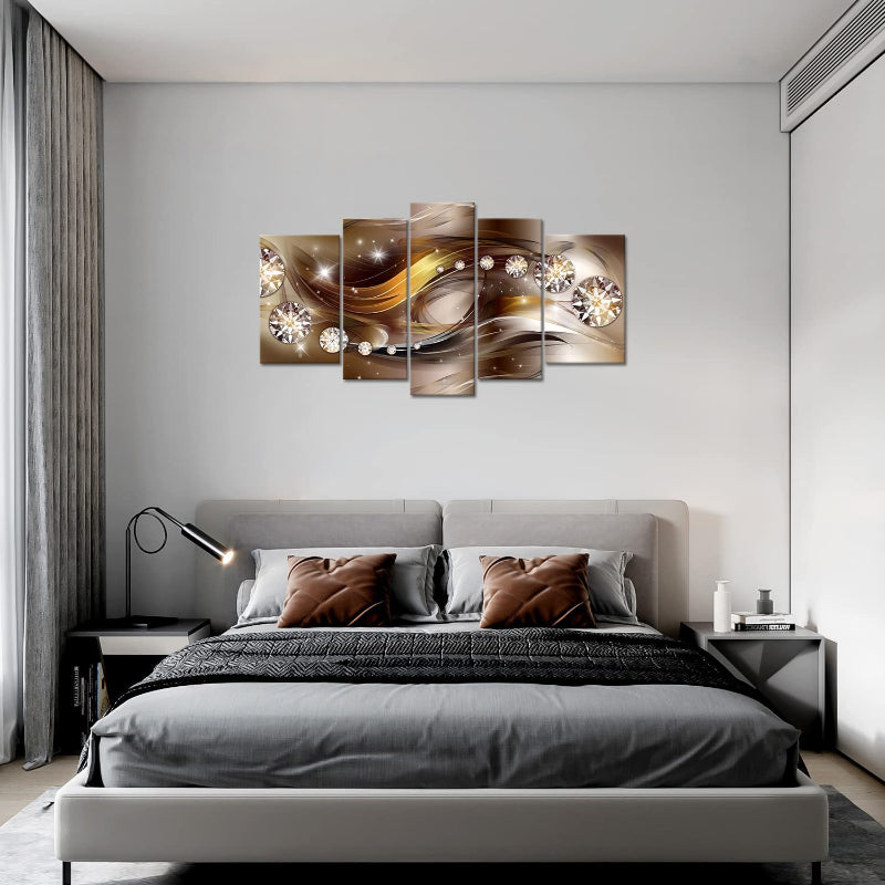 Set mit 5 braunen Diamanten auf Leinwand – Wandbild