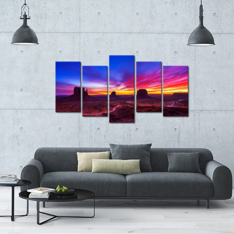 Set aus 5 Wandbildern „Sunrise Monument Valley“