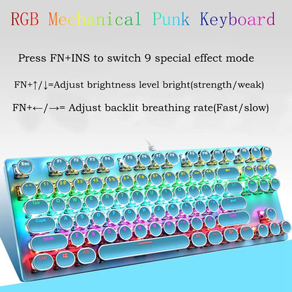 Mechanische Gaming-Tastatur mit 87 Tasten, RGB-Hintergrundbeleuchtung und blauen Schaltern