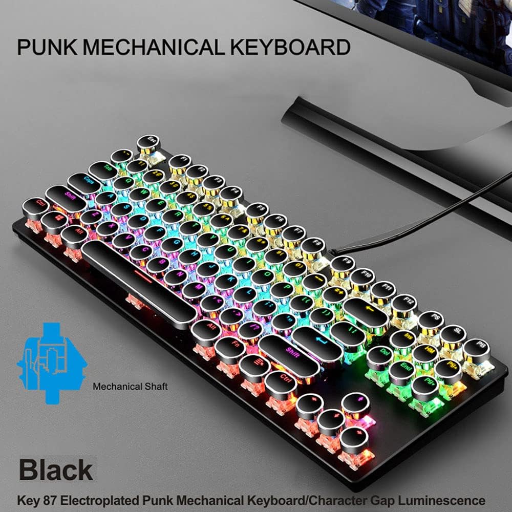 Mechanische Gaming-Tastatur mit 87 Tasten, RGB-Hintergrundbeleuchtung und blauen Schaltern