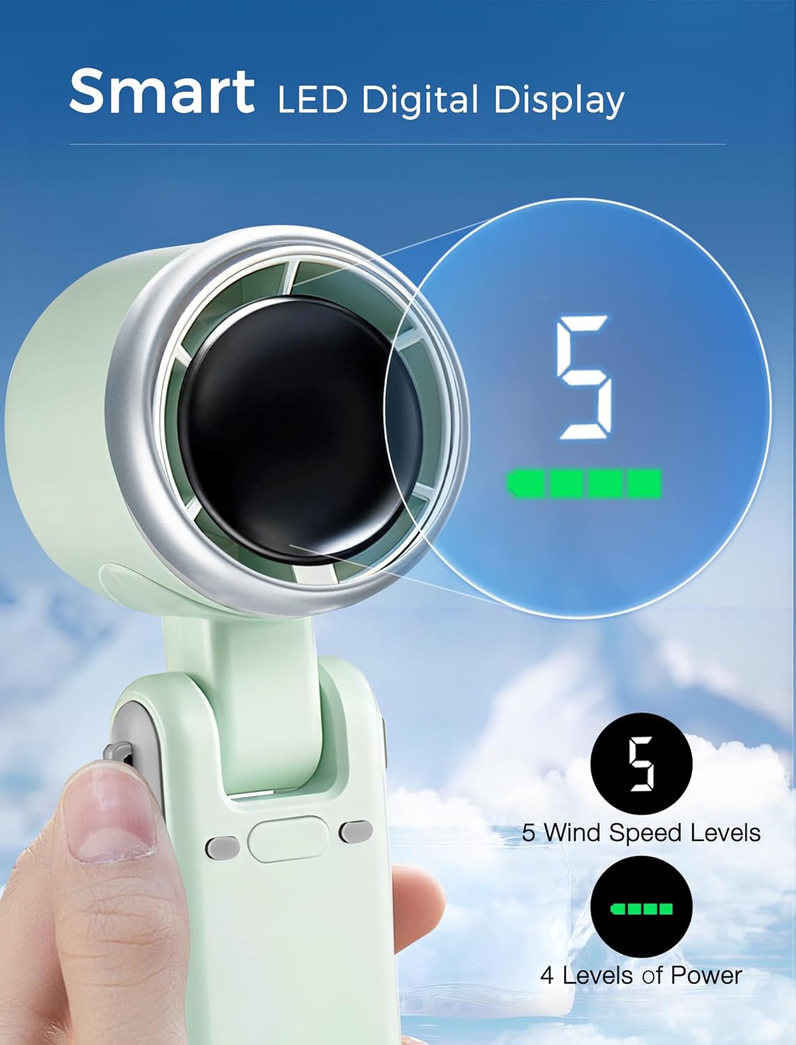 3-in-1 Mini Handheld Turbo Ventilator – Tisch-, Nacken- & tragbarer Kühlventilator (wiederaufladbar) | Brehn