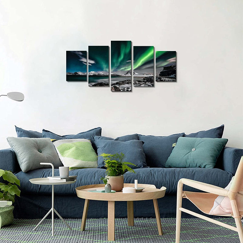 5-teilige Aurora Landschaft Leinwand Wandkunst Malerei