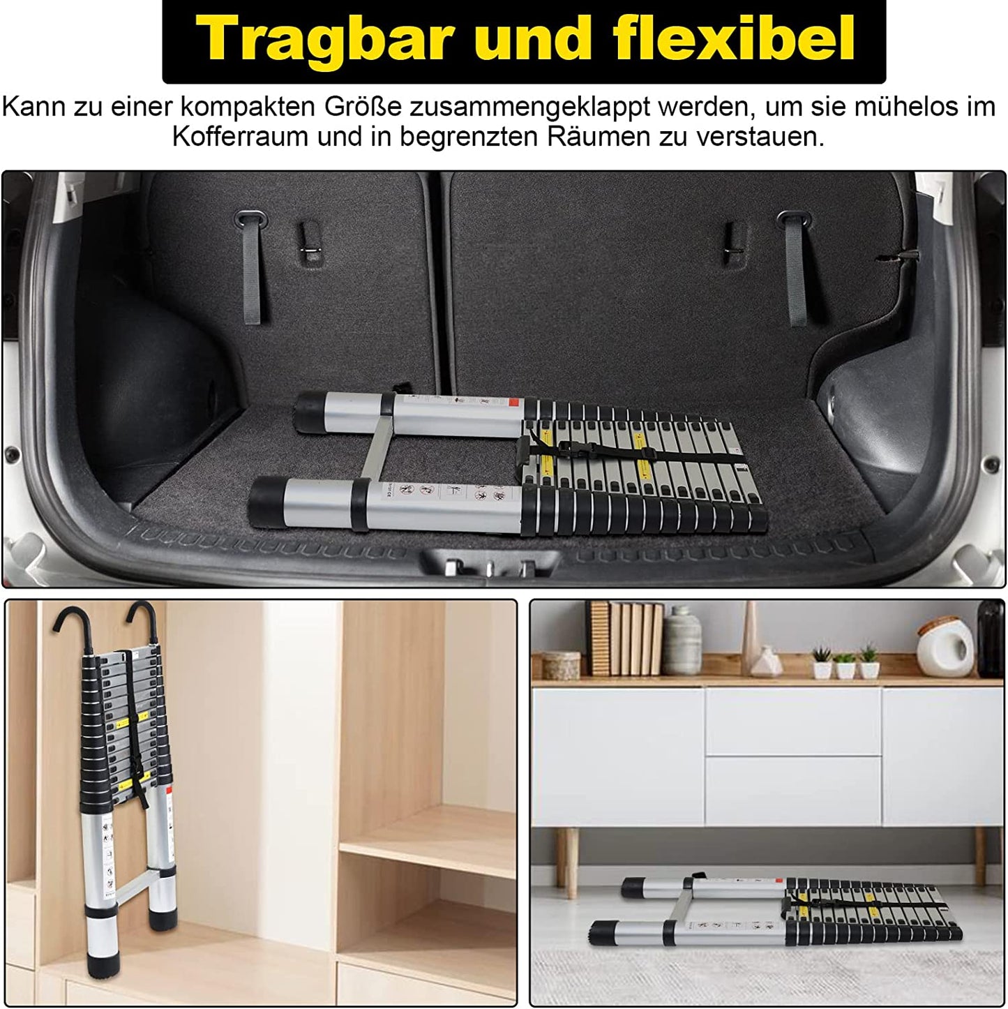 Teleskopleiter mit 2 Abnehmbarem Haken | Brehn