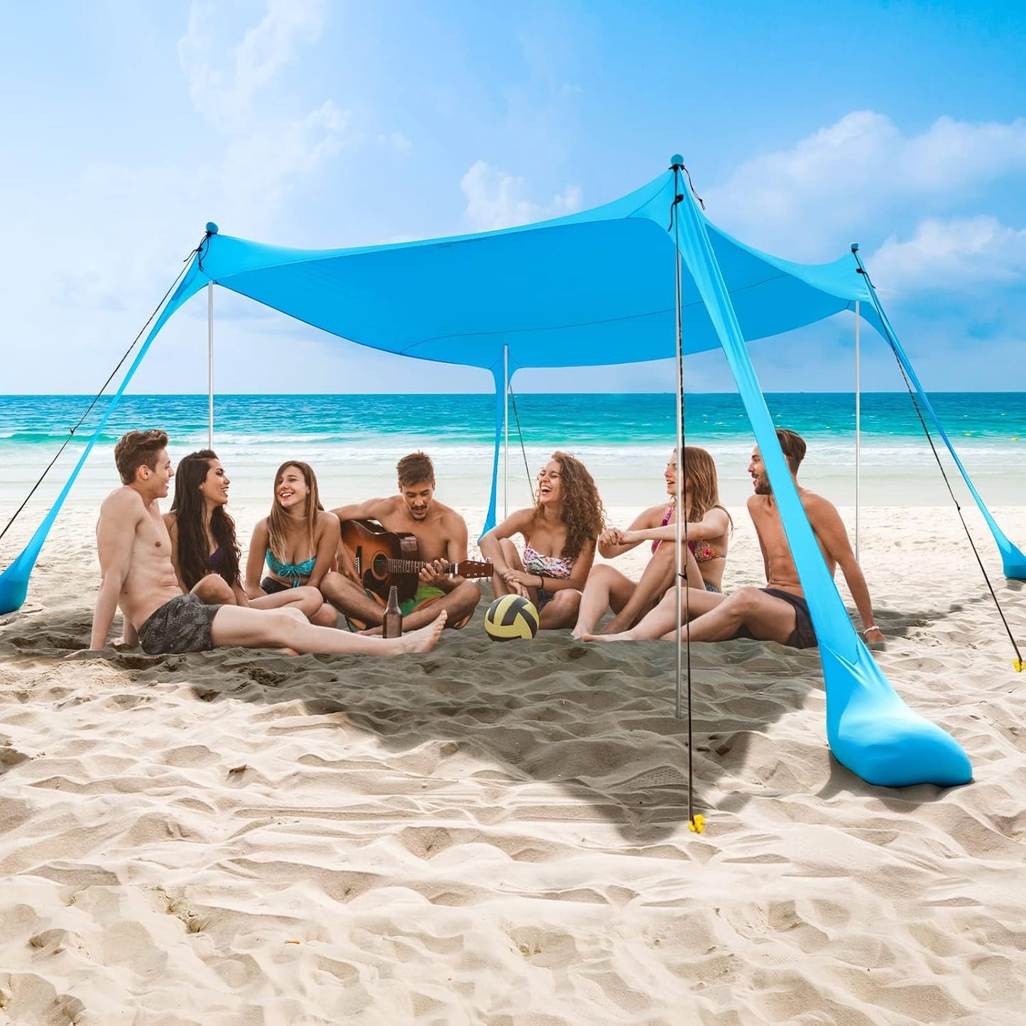 UPF50+ Familien-Strandzelt mit Aluminiumstangen und Sandankern