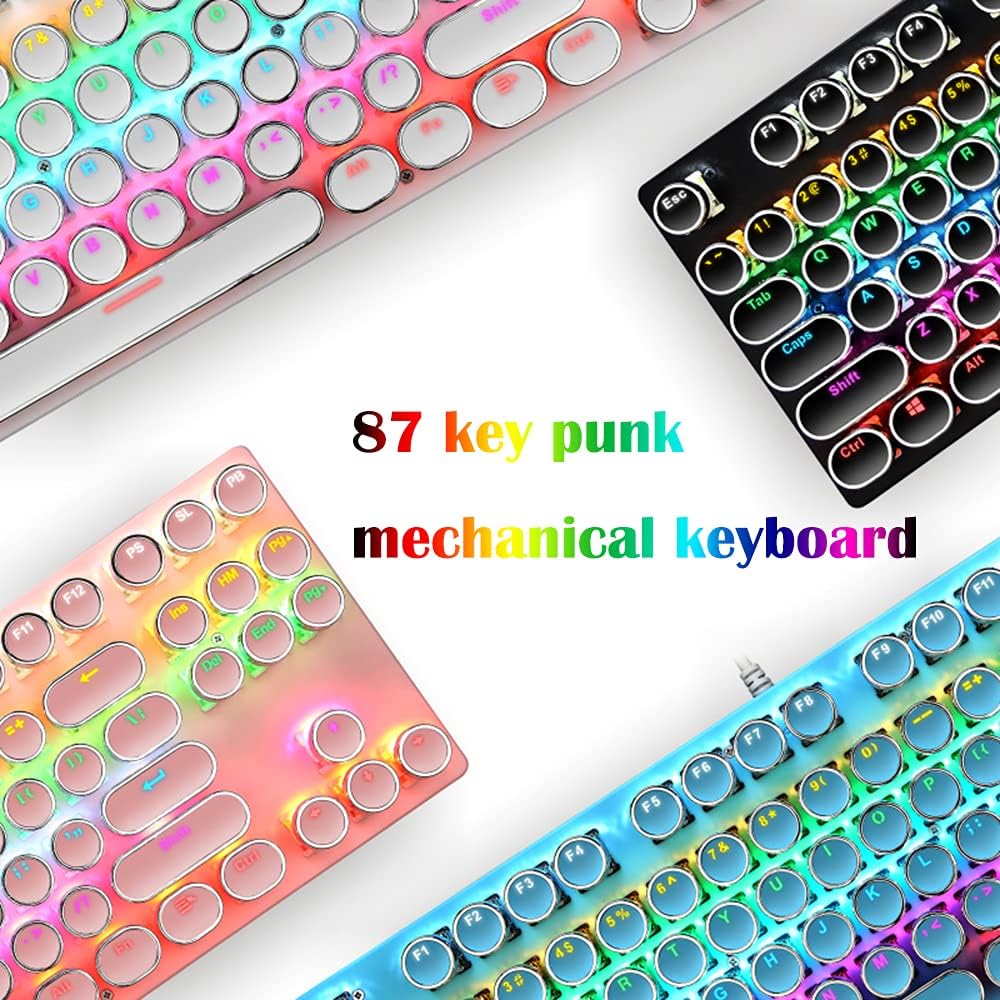 Mechanische Gaming-Tastatur mit 87 Tasten, RGB-Hintergrundbeleuchtung und blauen Schaltern