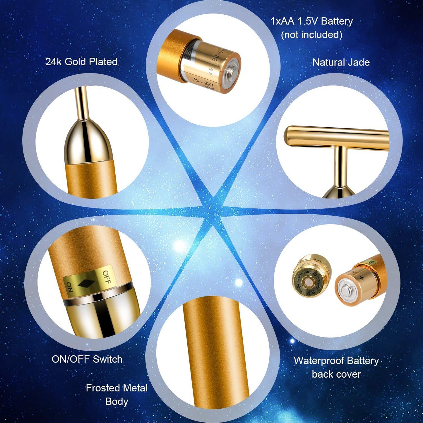 Gesicht T-Bar Gold-Massager | Brehn