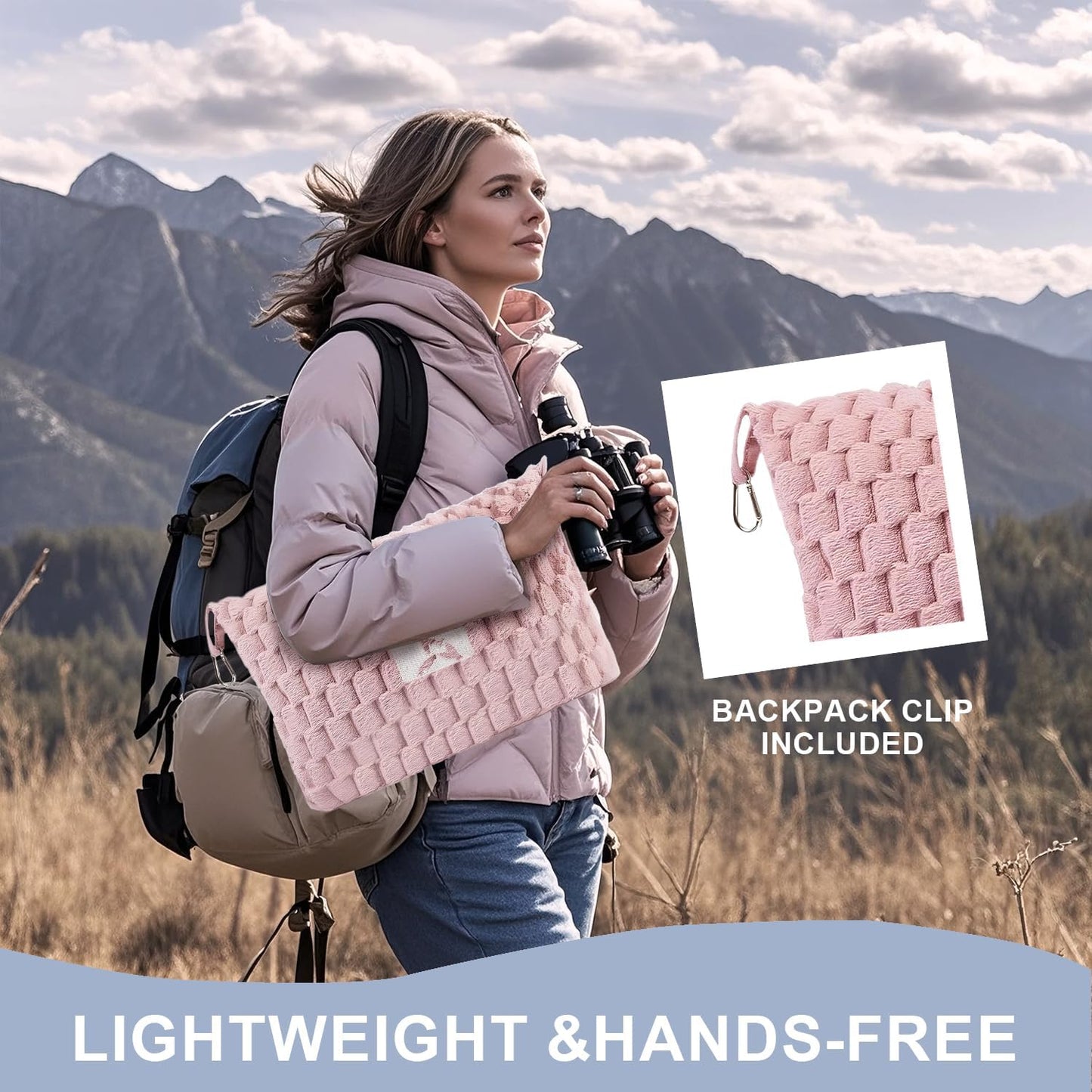 Packbare Flanell-Reisedecke mit Kissenbeutel und Gepäckhülle – Trevora