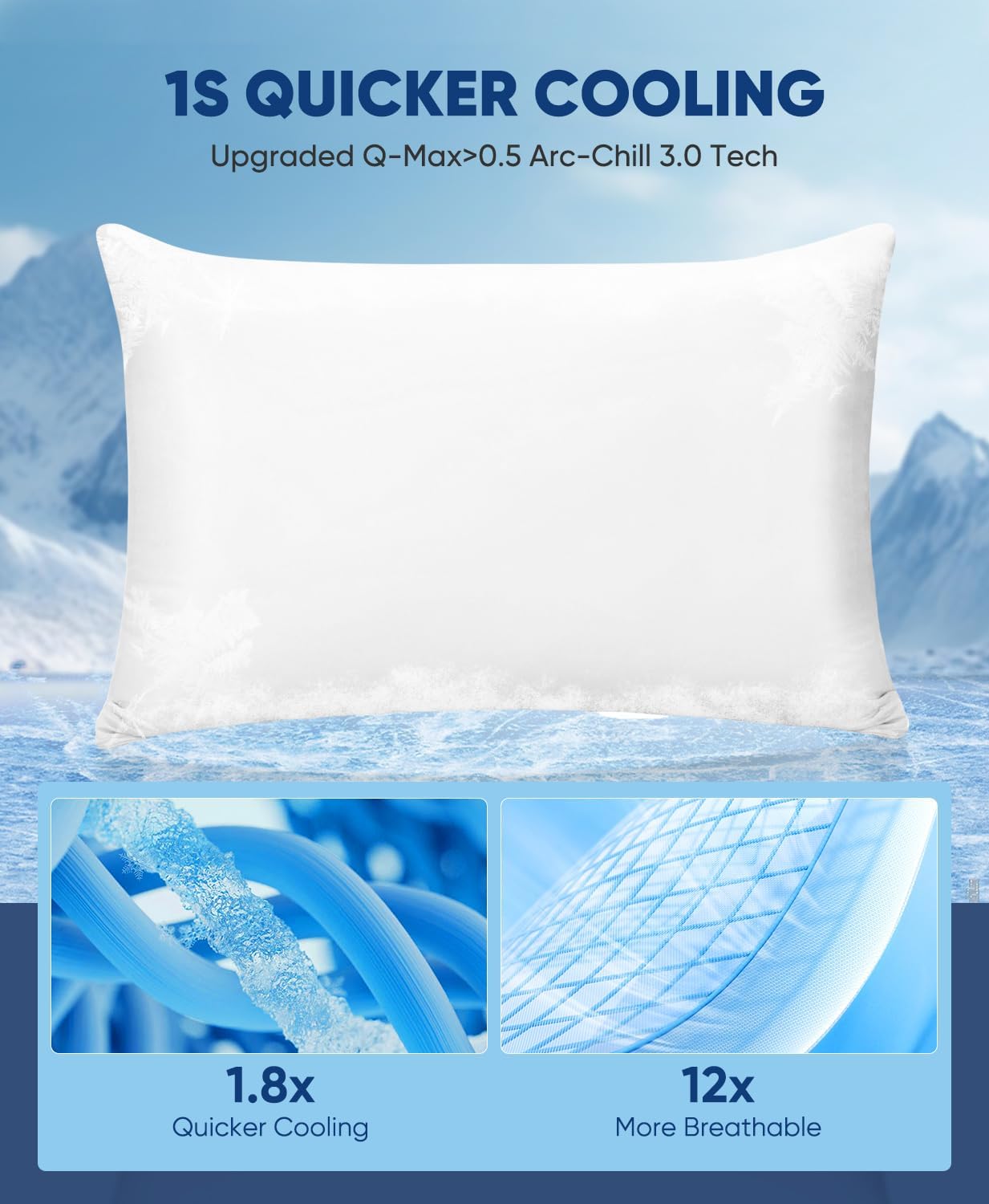 2-Pack Premium Seidene Super Kühlende Weiße Kissenbezüge – Extreme Q-Max 0.5 | Brehn