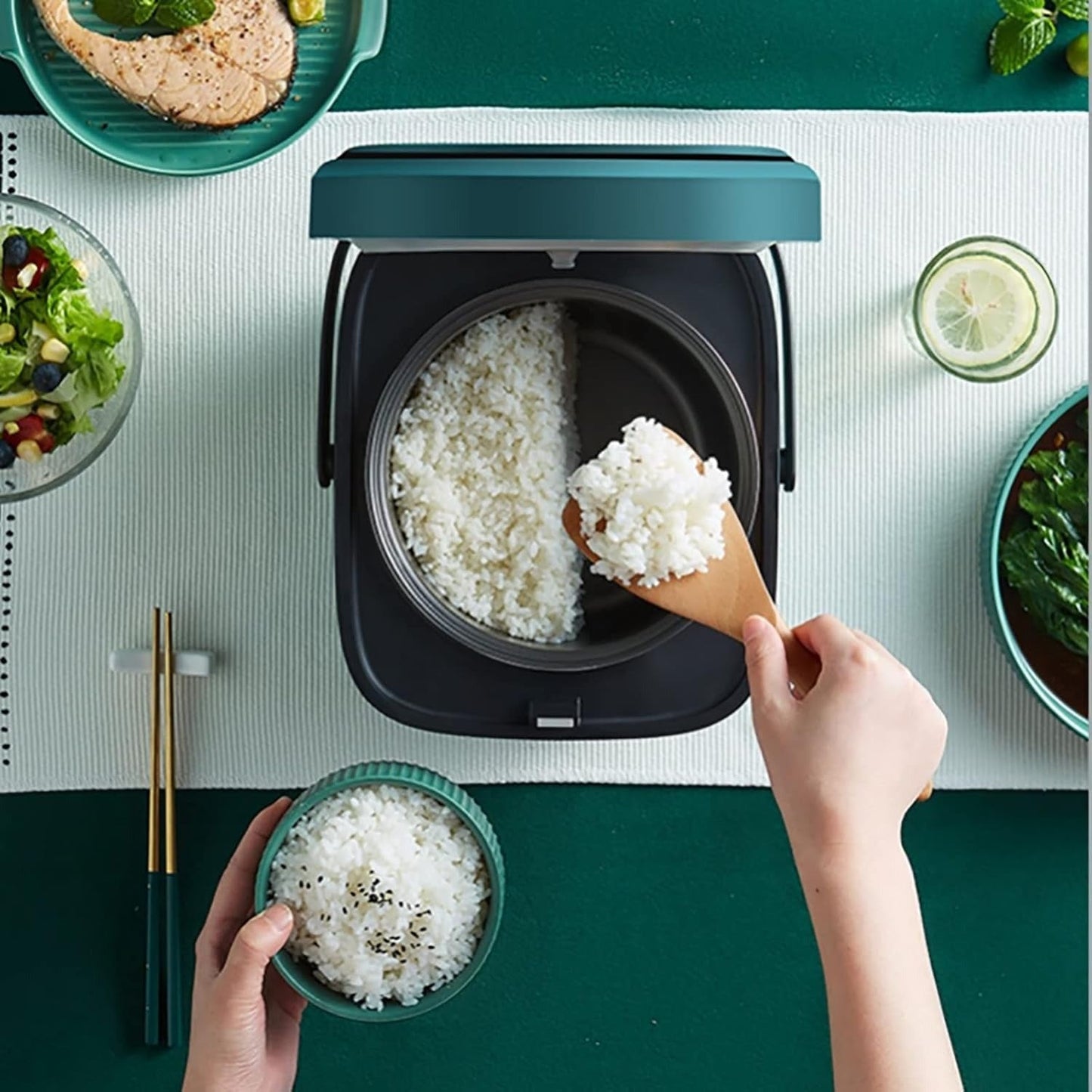 MiniChef 1,2L Reiskocher – Kompakter Multikocher mit Dampfgarfunktion und Ein-Knopf-Steuerung | Brehn