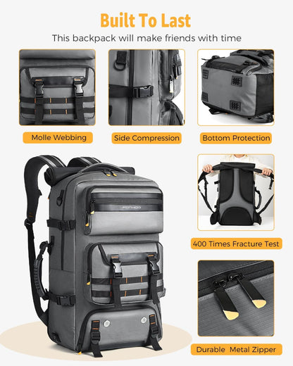 50L Flugbereiter Umwandelbarer Reise-Rucksack mit Schuhfach & USB-Anschluss | Brehn