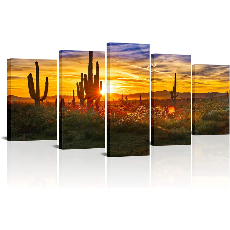 Set aus 5 Wandbildern mit Wüsten-Sonnenuntergangsmotiven