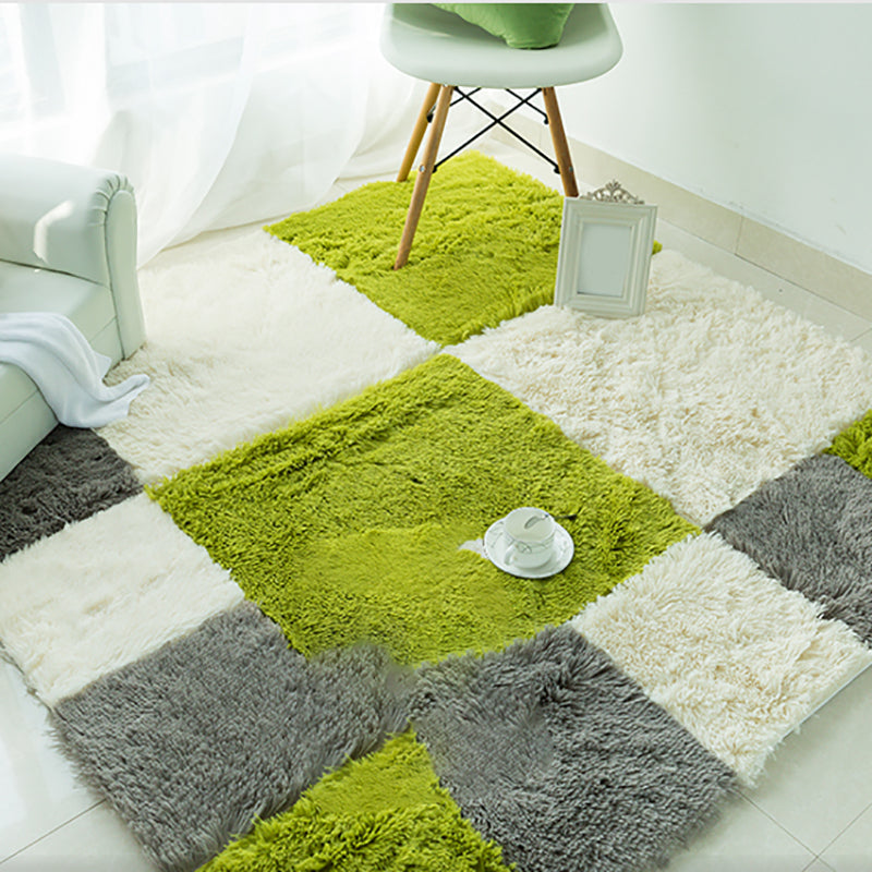 Schlafzimmer Teppichfliesen Solide Quadratische Shag Fleckenresistente Teppichfliesen