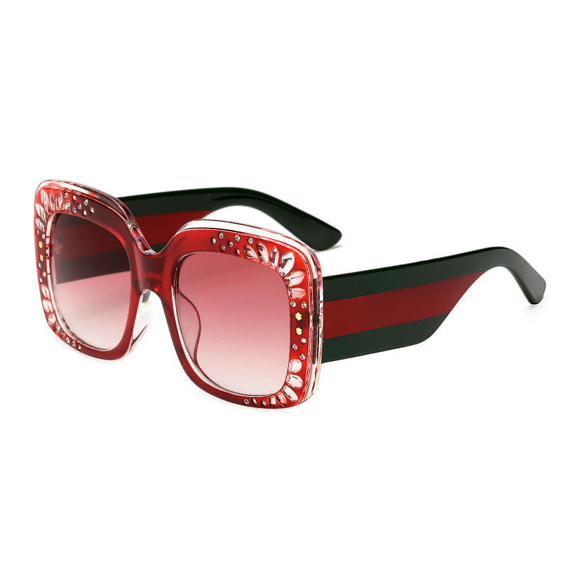 Damen oversized modische Sonnenbrille mit funkelnden Verzierungen Brehn