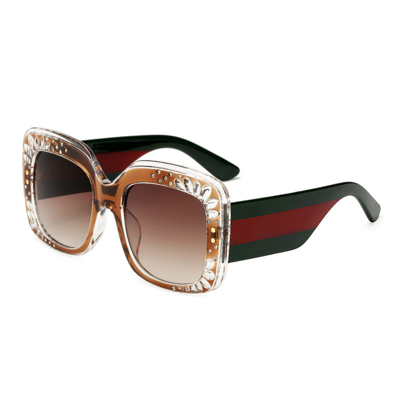 Damen oversized modische Sonnenbrille mit funkelnden Verzierungen Brehn
