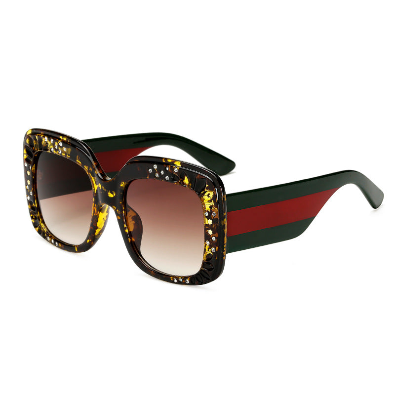 Damen oversized modische Sonnenbrille mit funkelnden Verzierungen Brehn
