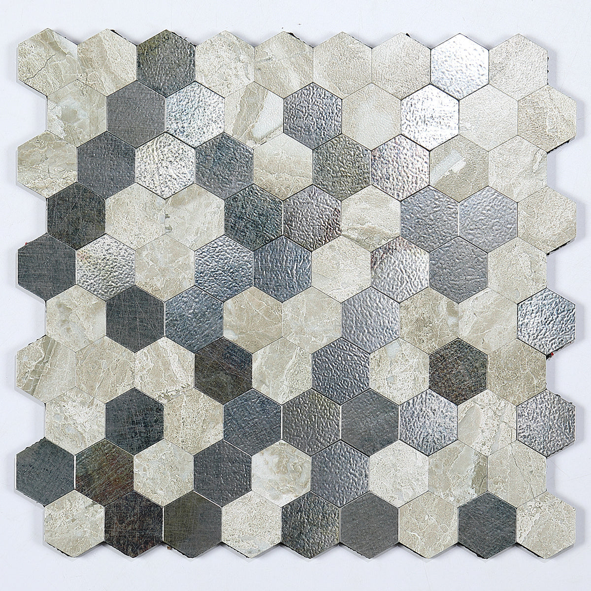 Modern Tile-Abziehen & Aufkleben Metall Mosaik Fliese Hexagon Abziehen & Aufkleben U-Bahn Fliese