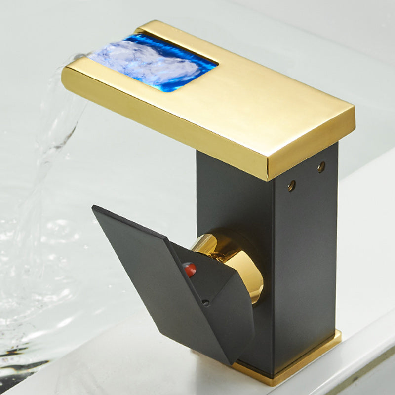 Brehn | Moderner Wasserfallauslauf Waschbeckenarmatur mit LED Messing Waschbeckenarmatur