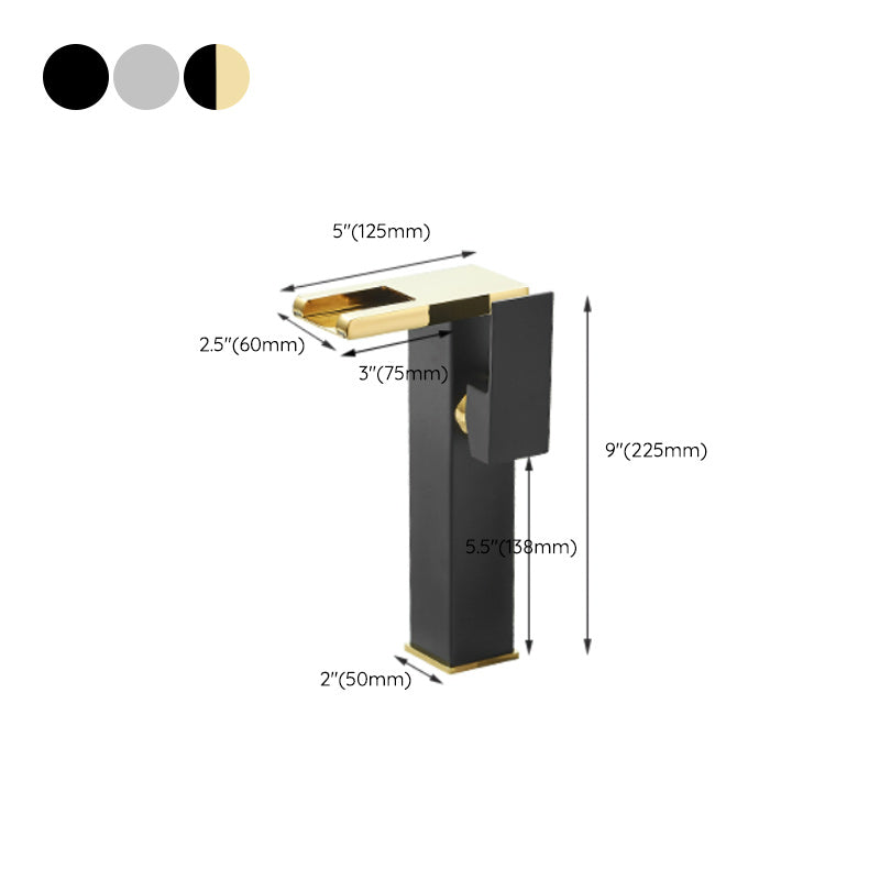Brehn | Moderner Wasserfallauslauf Waschbeckenarmatur mit LED Messing Waschbeckenarmatur