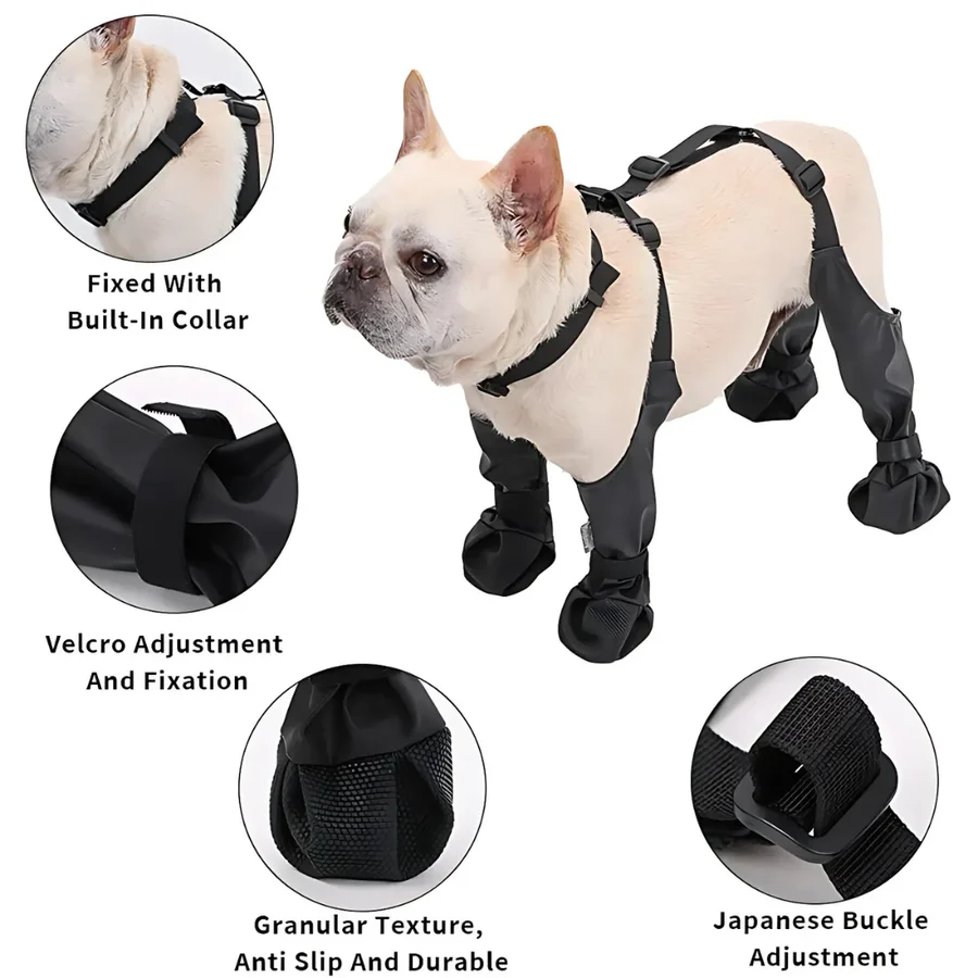 Hunde-Hosenträgerschuhe mit vollständiger Abdeckung und rutschfester Sohle