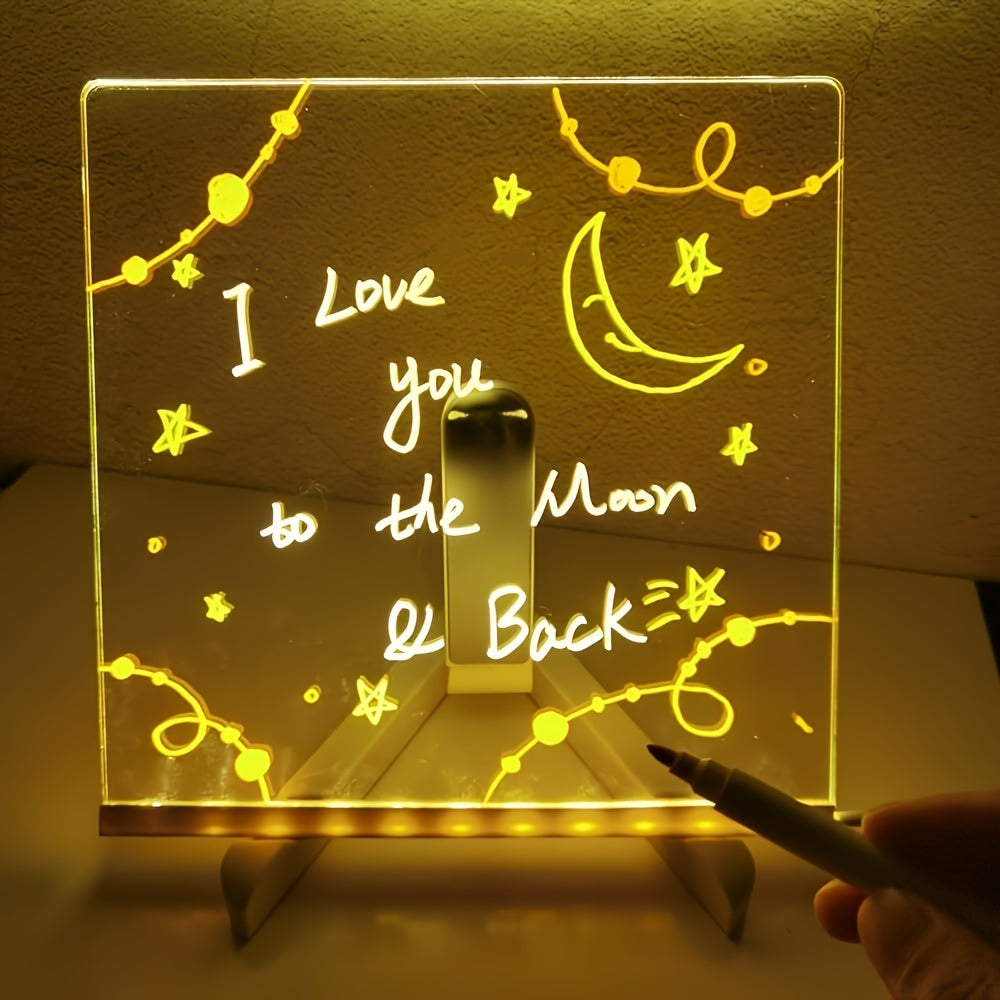 Brehn | USB LED Notizboard mit 12 Farbstiften - Leuchtende Nachrichtenboard für Büro & Zuhause