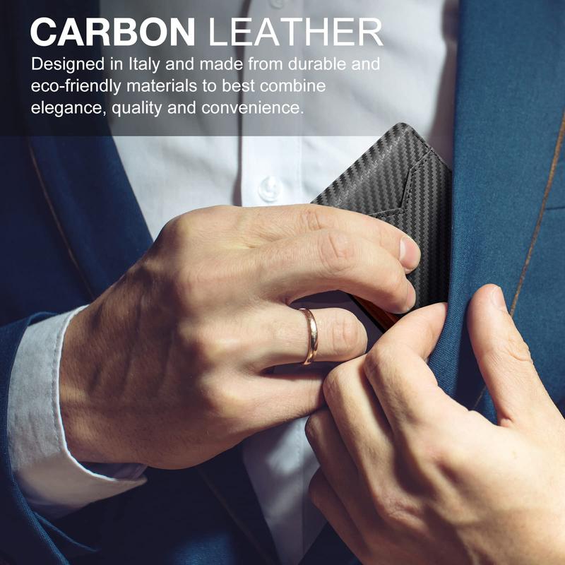 Slim RFID-Geldbörse für Herren | Kartenetui aus Leder | Schwarz