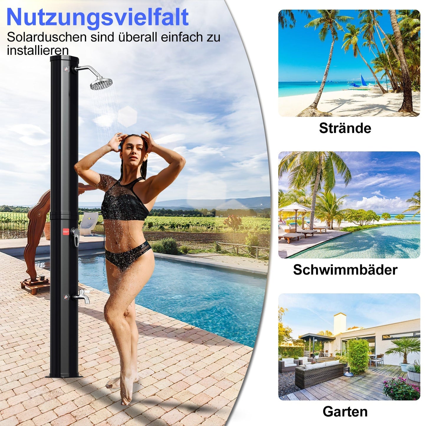 Solardusche 35L Gartendusche Inkl. Schutzhaube | Brehn
