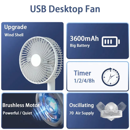 Tragbarer wiederaufladbarer Desktop-Ventilator 8 Zoll Mini USB Ventilator für Zuhause und Büro | Brehn